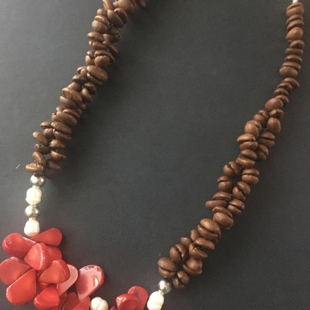Necklace with red beads